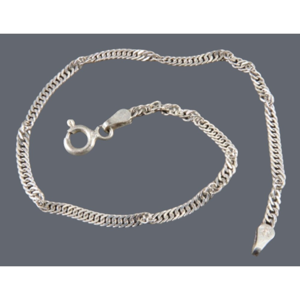 IBB STERLING SILVER ITALY Twisted Curb Cuban Chain Bracelet 7.5" LONG x 2.5MM